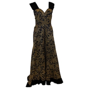 A Vintage 1950s Gold and Black lame Evening Gown