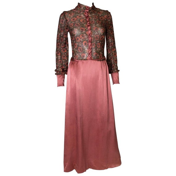 A Vintage 1970s floral lurex evening gown by Jean