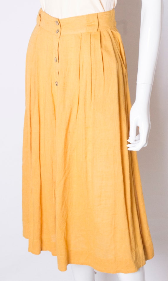 A Vintage 1970s yellow Button up high waisted Sum… - image 4