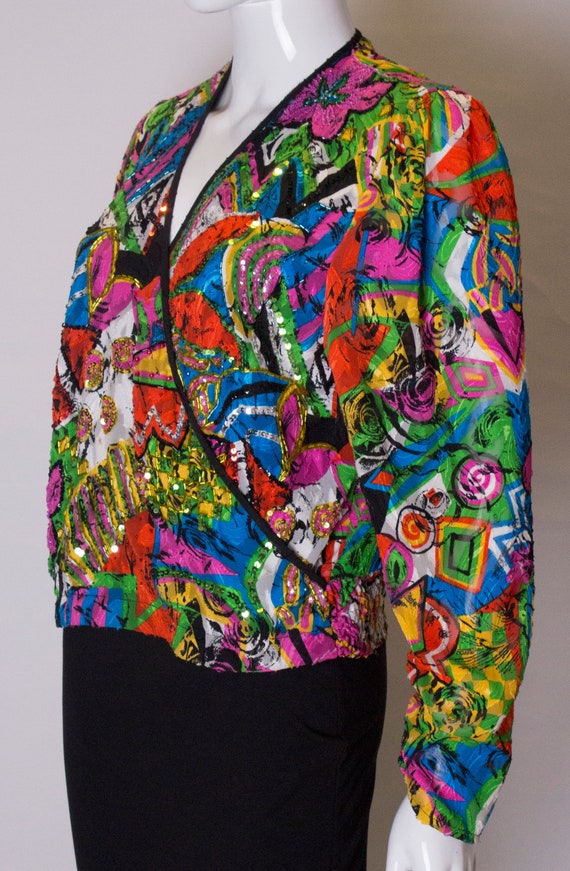 A 1980s Vintage Diane Fres Top with Bead and Sequ… - image 5