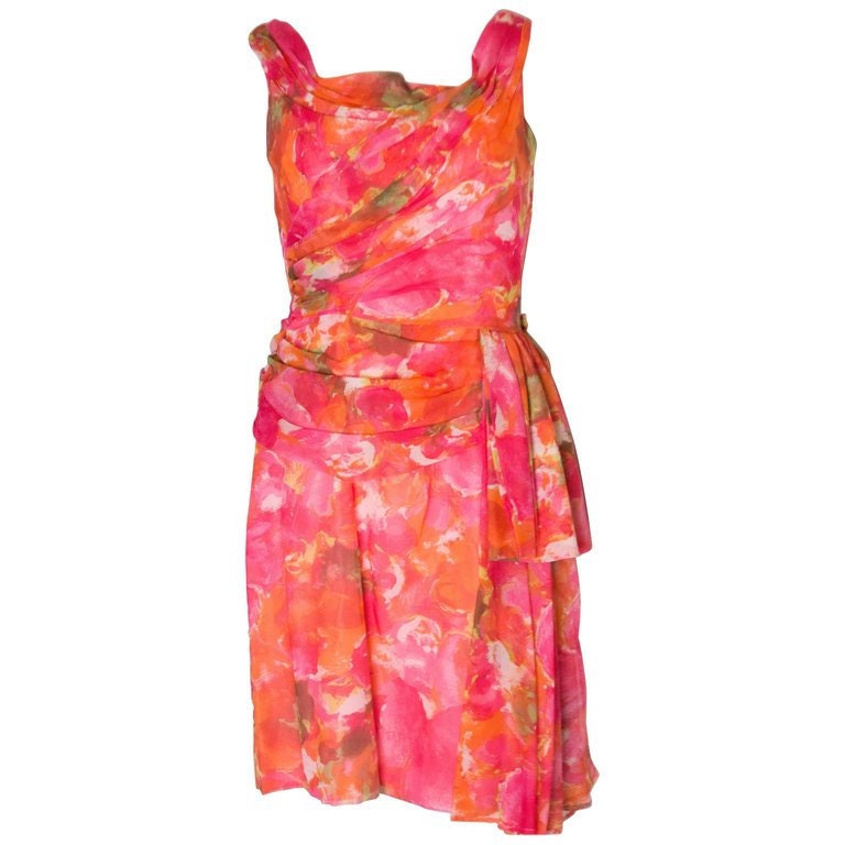 Image of A Vintage S Floral Printed Cocktail Dress By London Town