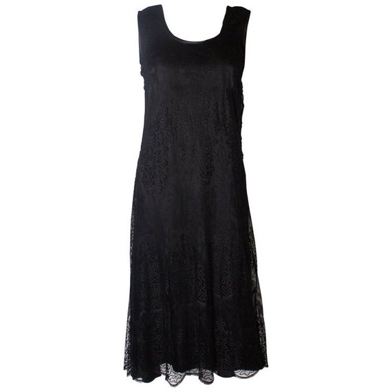 A Vintage 1920s Black Lace Flapper Dress - Etsy A Vintage 1920s Black Lace Flapper Dress - Etsy