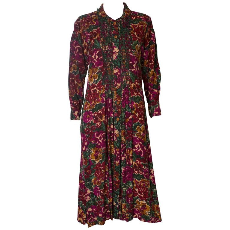 Image of A Vintage S Floral Printed Cotton Day Dress By Monsoon