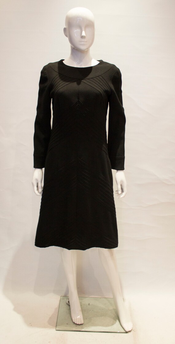 A Vintage Black Wool Hartnell Dress - image 1