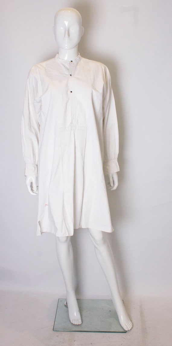 A Vintage 1920s white Cotton Shirt Dress