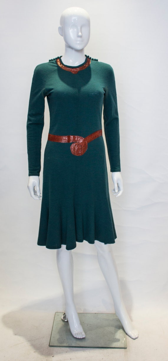 A Vintage 1970s Jean Muir Wool and Snakeskin Dress