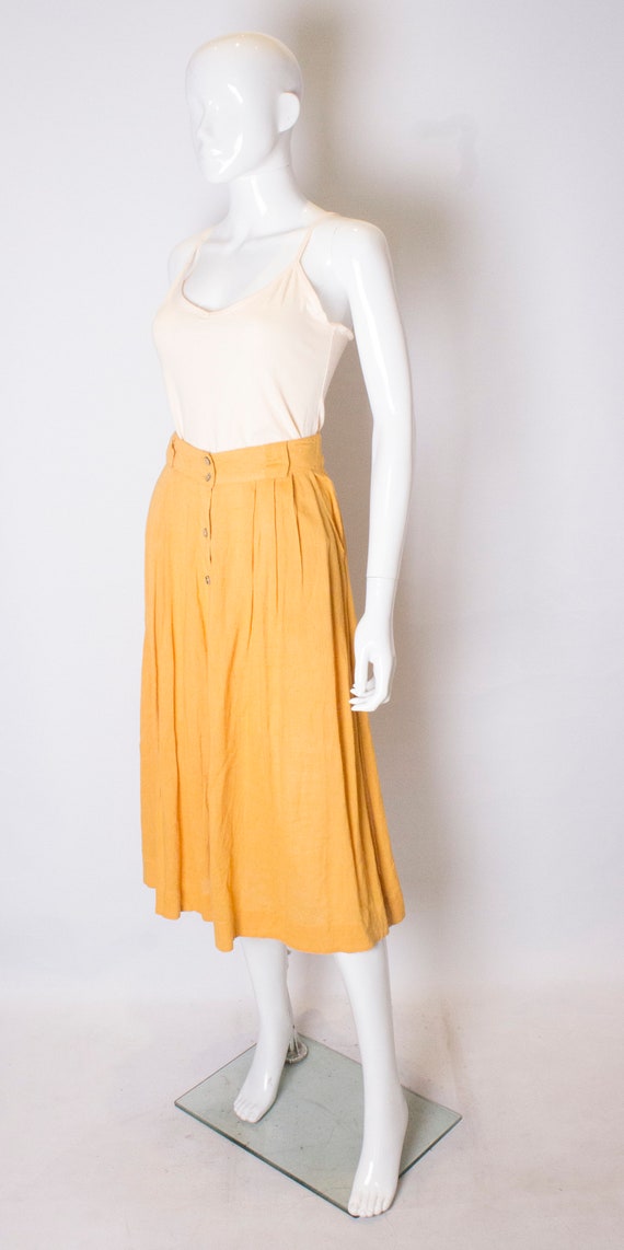 A Vintage 1970s yellow Button up high waisted Sum… - image 3