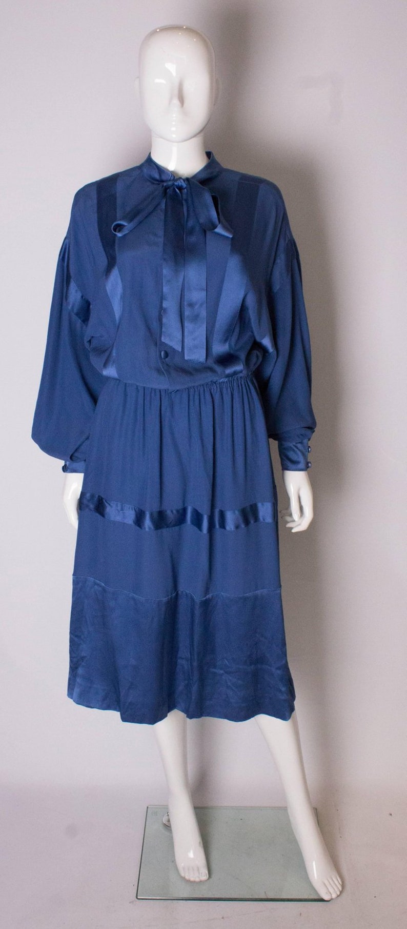 A Vintage 1970s Blue Silk Dress by Stefano Ricci for Herbie - Etsy