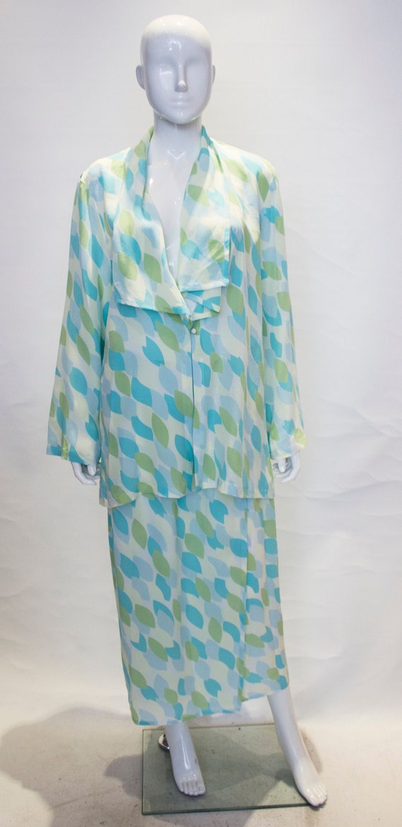 A Vintage 1980s Jean Muir Silk Skirt Suit