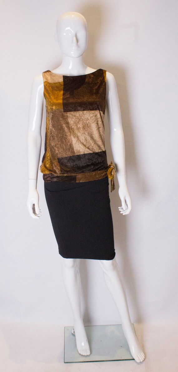 A Vintage 1990s velvet Top icolour block in Autumn