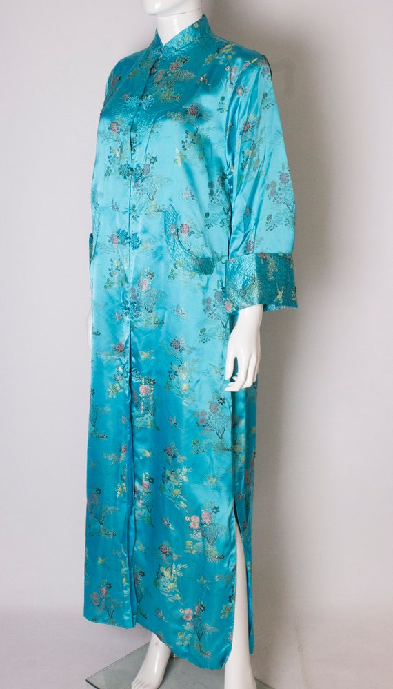 A 1960s Vintage Turquoise chinese satin embroider… - image 4