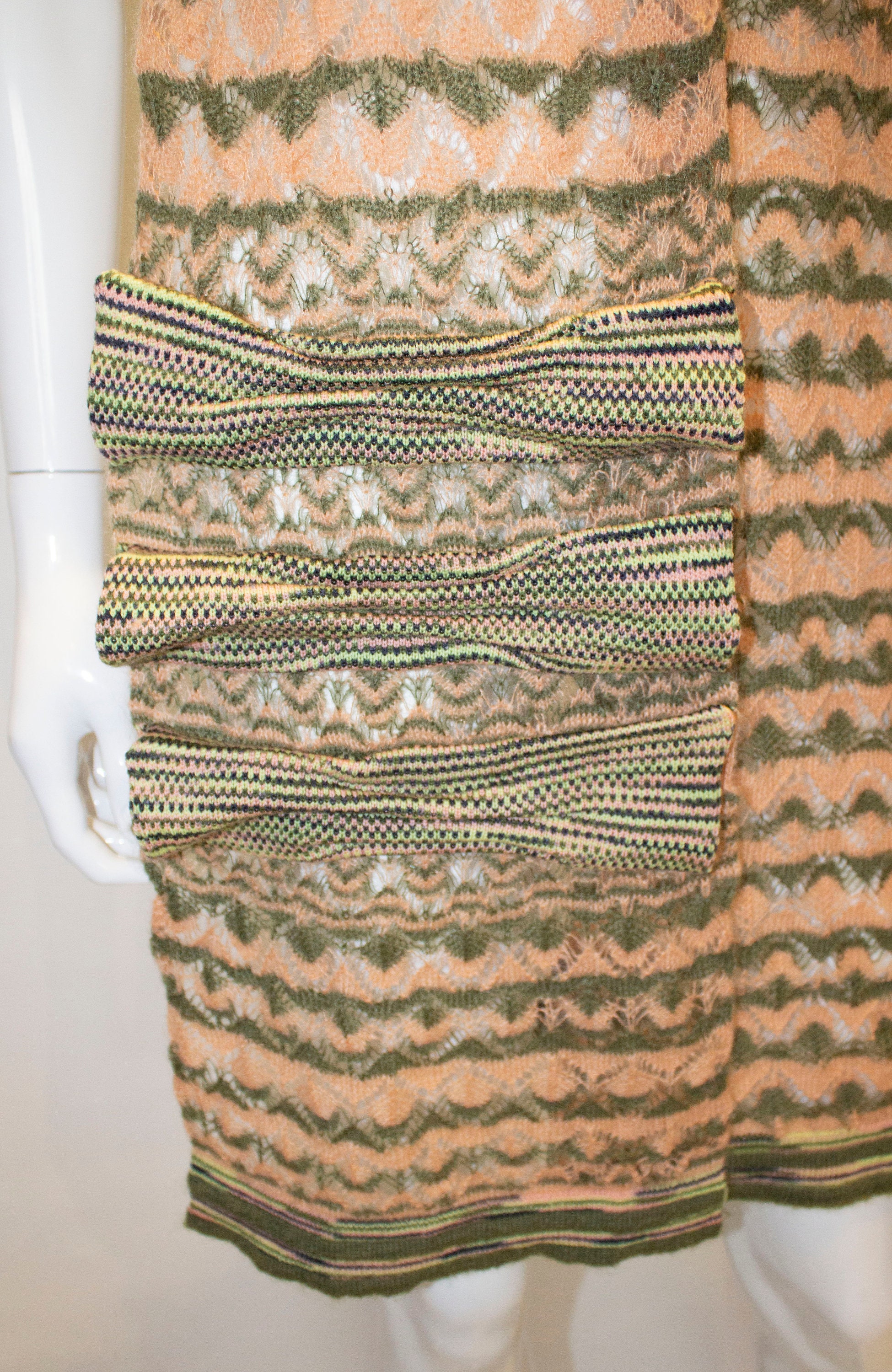 A Missoni Brown Label Knitted Scarf in Green and Peach - Etsy
