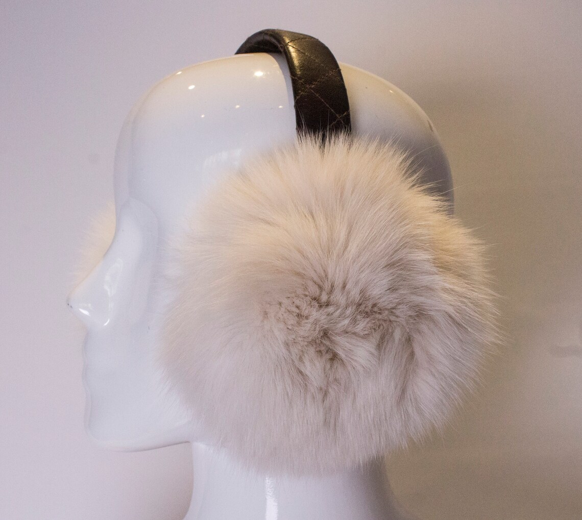 A Vintage 1990s White Fox Fur Ear Muffs Etsy