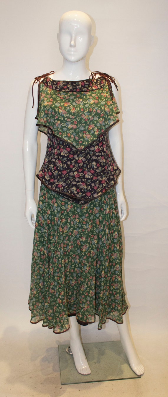 A Vintage 1970s Anna Belinda Floral Skirt and Top