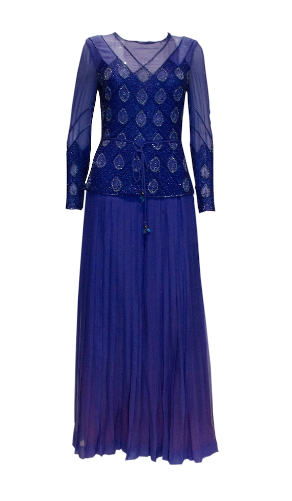 Vintage Norman Hartnell Evening Gown with Beading.