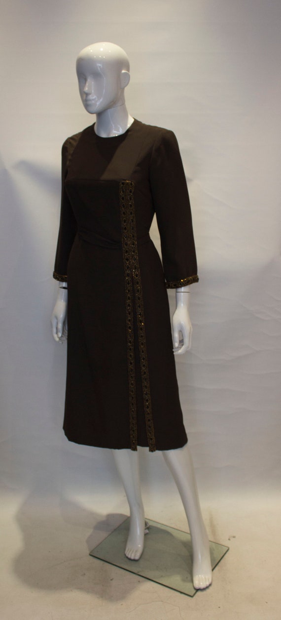 A 1950s Vintage brown silk Hartnell cocktail Dress - image 3