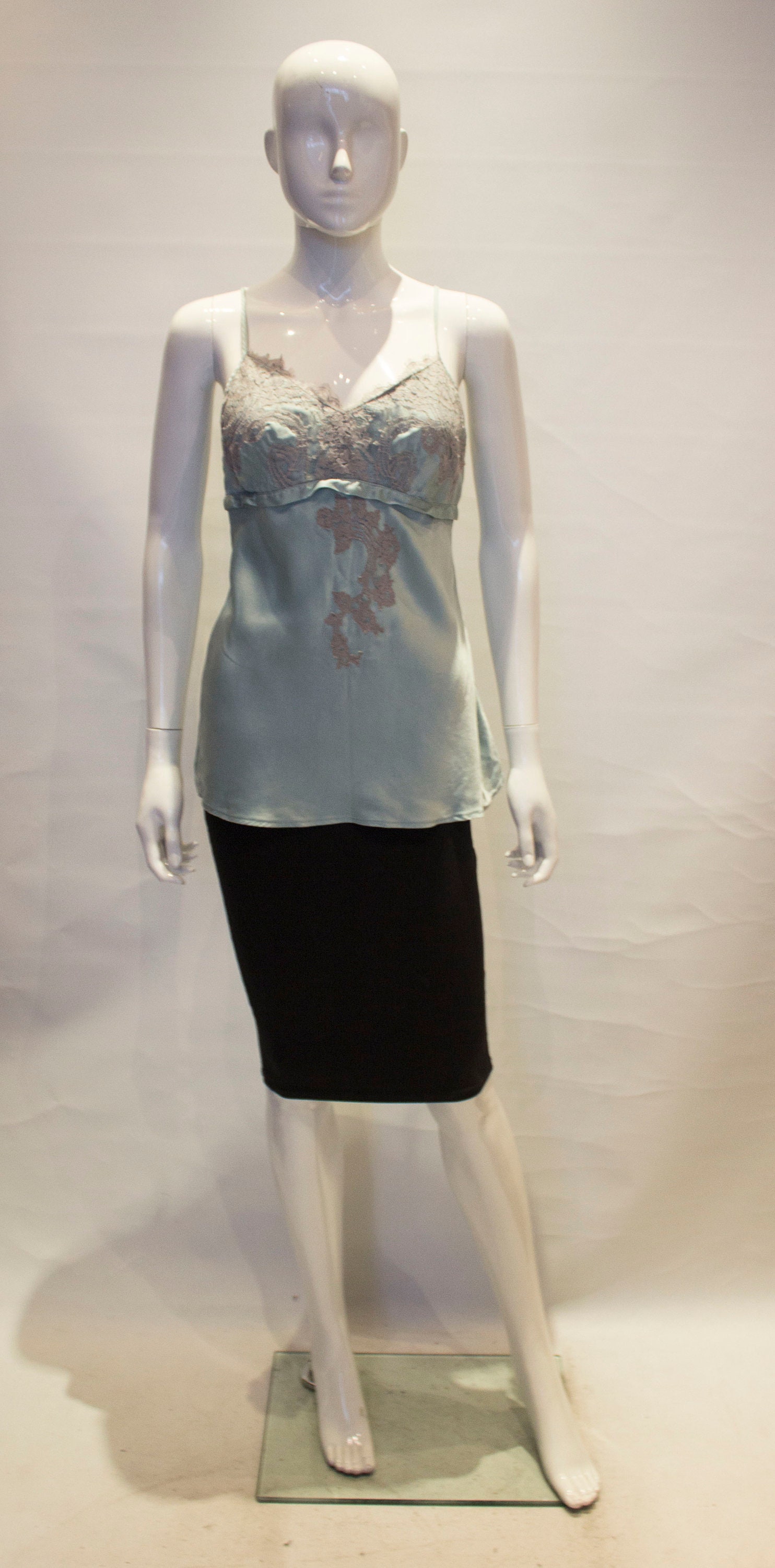 Image of A Vintage S Silk Cami Top With Lace Detail