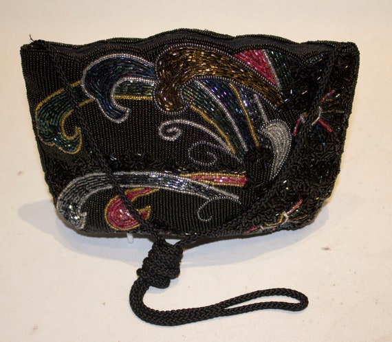 A Vintage 1980s Beaded Multi Colour Evening Bag