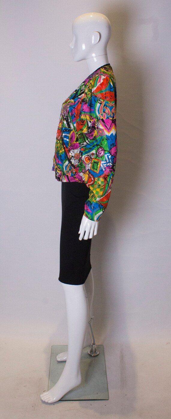 A 1980s Vintage Diane Fres Top with Bead and Sequ… - image 6