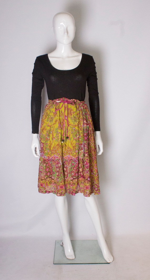 A Vintage Etro colourful printed Silk summer Skirt