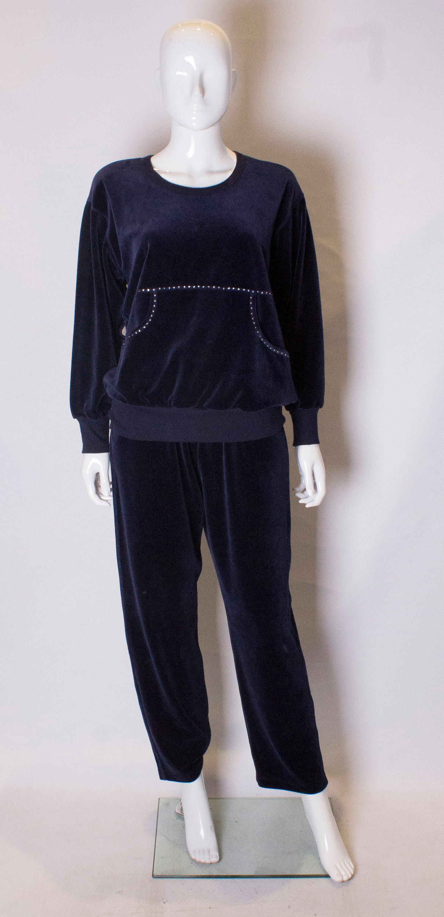 Buy A Vintage Navy Velvet Sonia Rykiel Leisure / Track Suit Online 