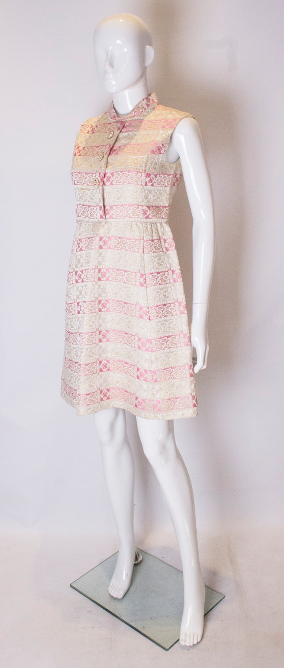 A Vintage 1960s Pink and Gold Brocade party Dress - image 3