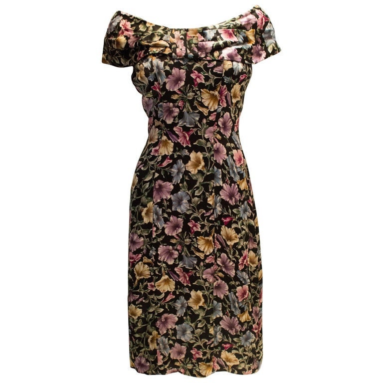 Image of A Vintage S Tremara Model London Floral Cocktail Dress