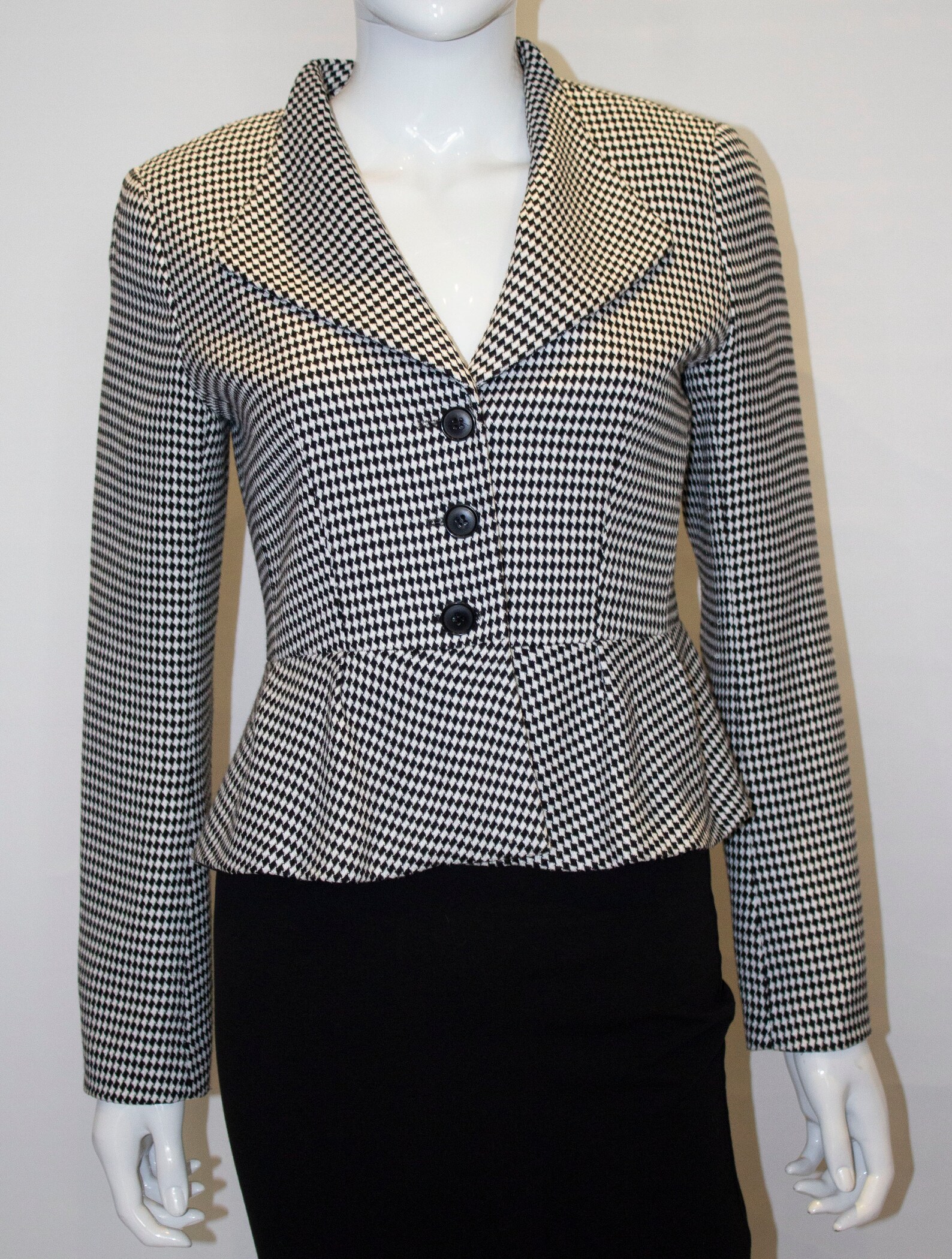 A Tristar of Canada Black and White Fitted Jacket With Peplum - Etsy