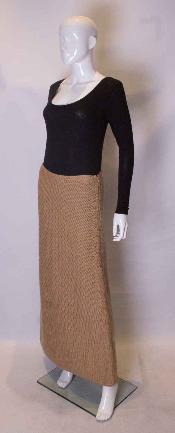 A Vintage 1990s brown wool knitted long skirt by … - image 3