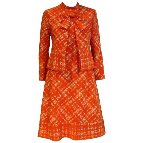 a vintage 1960s Pierre Balmain orange Dress and J… - image 1