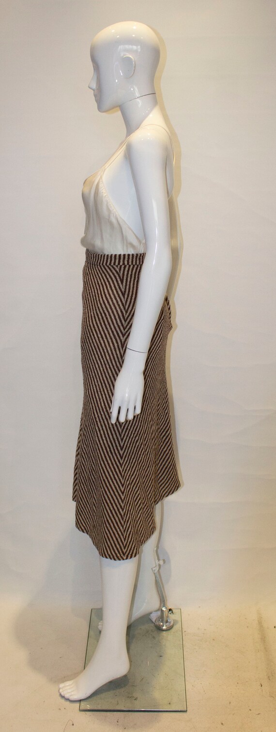 A Vintage 1970s Brown and White Stripe Skirt - image 5