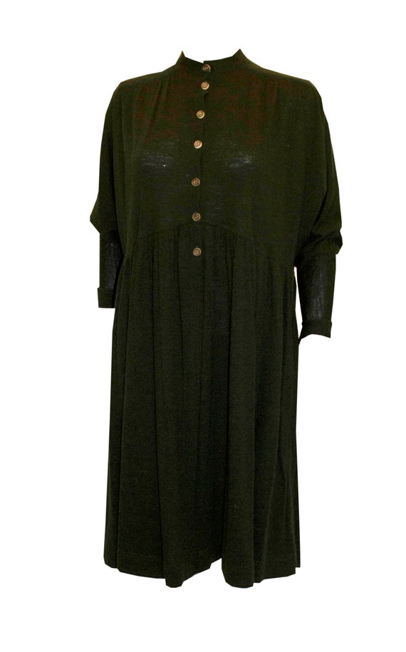 Vintage Jean Muir Green Wool Mini Dress/ Tunic - image 1