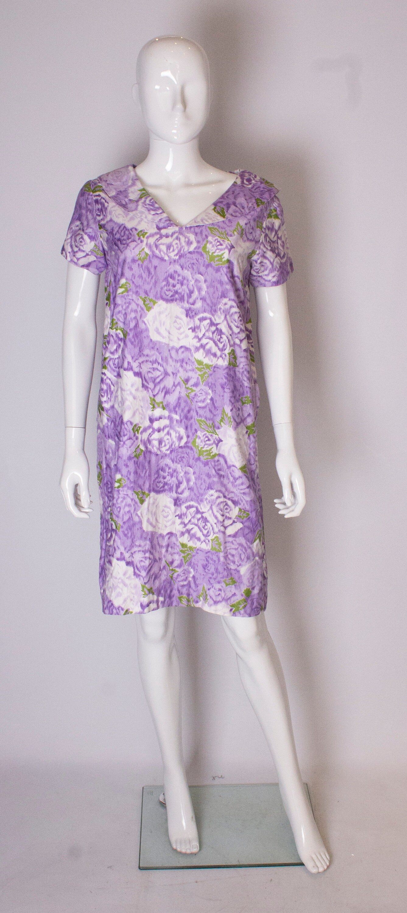 Image of A Vintage S Printed Cotton Smock Dress By Californian
