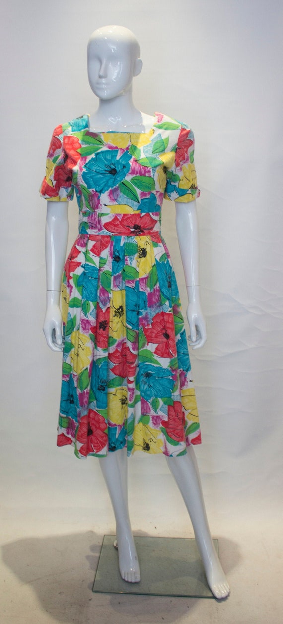 A Vintage 1950s Floral Cotton Summer Dress