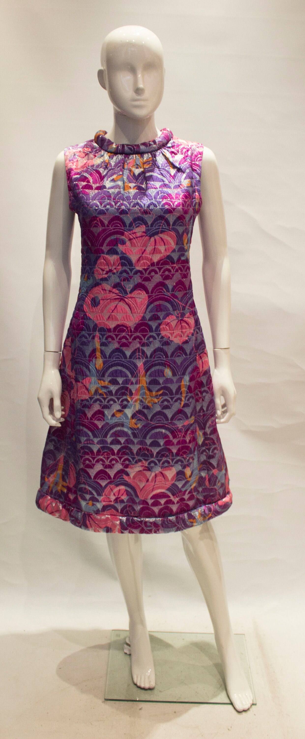 Image of A Vintage S Brocade Purple Multi Colour Cocktail Dress