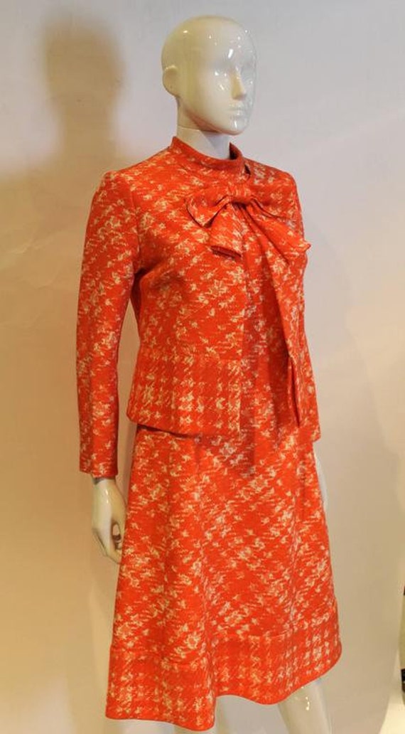 a vintage 1960s Pierre Balmain orange Dress and J… - image 5