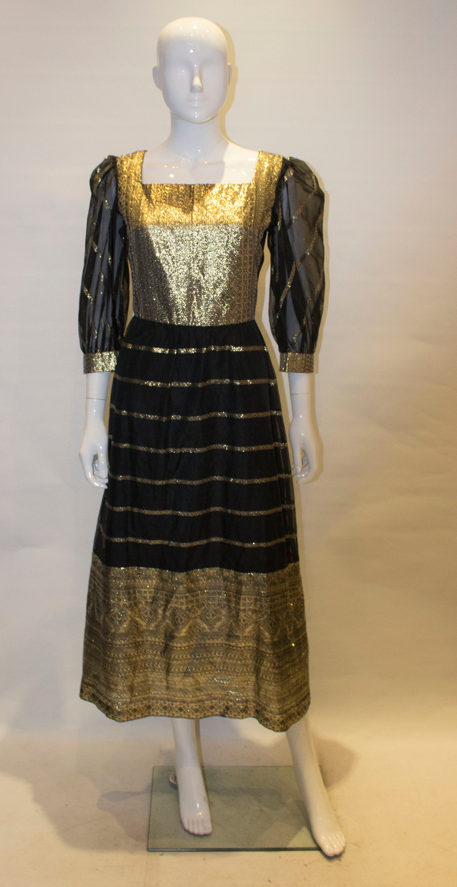 Image of A Vintage S Black & Gold Party Dress