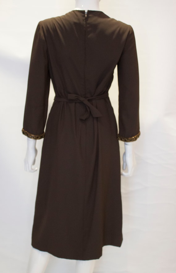 A 1950s Vintage brown silk Hartnell cocktail Dress - image 4