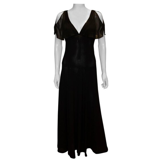 A Vintage 1970s Radley Black Moss Crepe Evening Dr