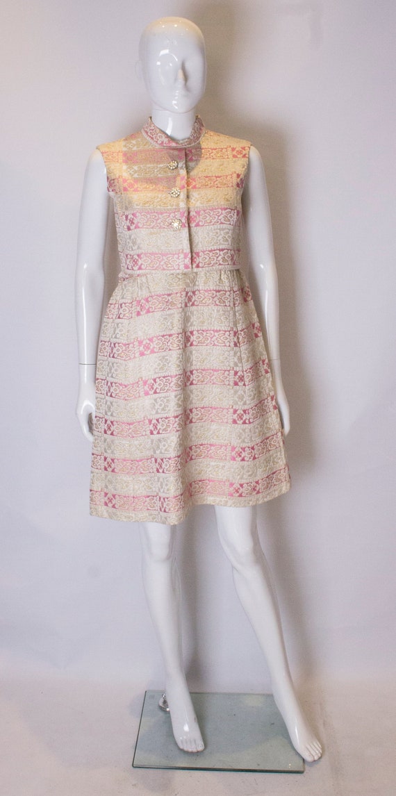 A Vintage 1960s Pink and Gold Brocade party Dress - image 1