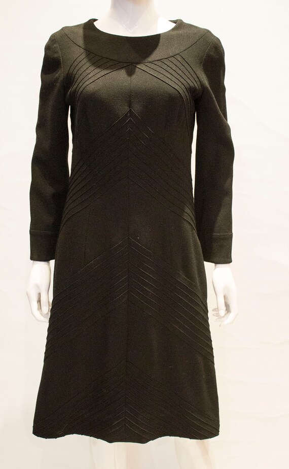 A Vintage Black Wool Hartnell Dress - image 2