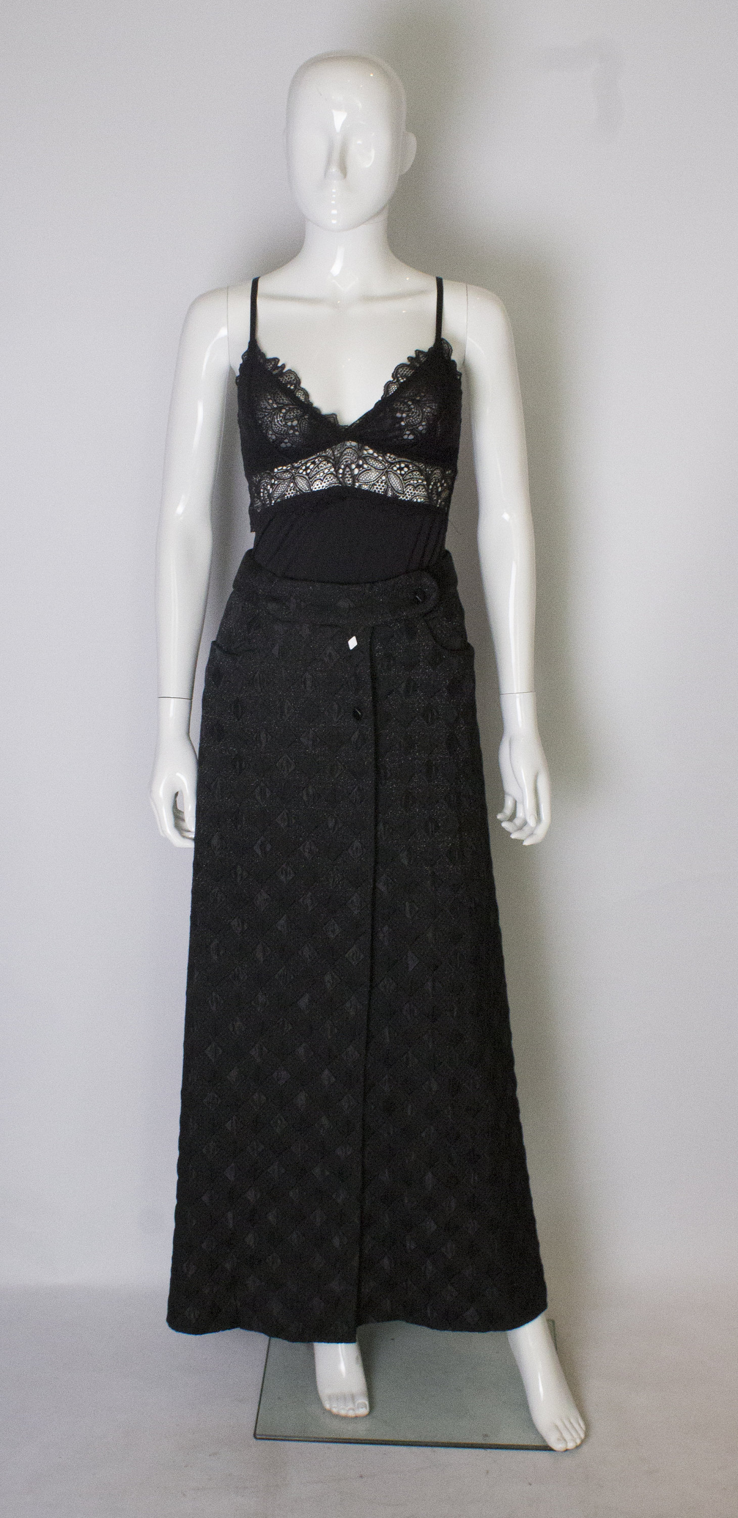 Image of A Vintage S Black Floor Length Wrap Skirt With Pockets