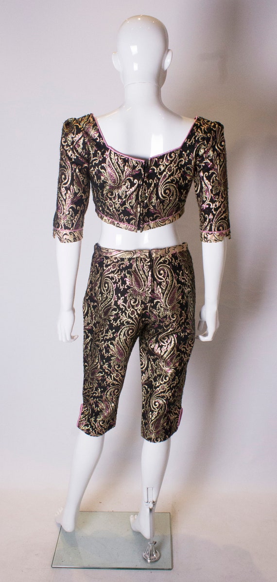 A Vintage 1970s metalic Brocade Shorts - image 5