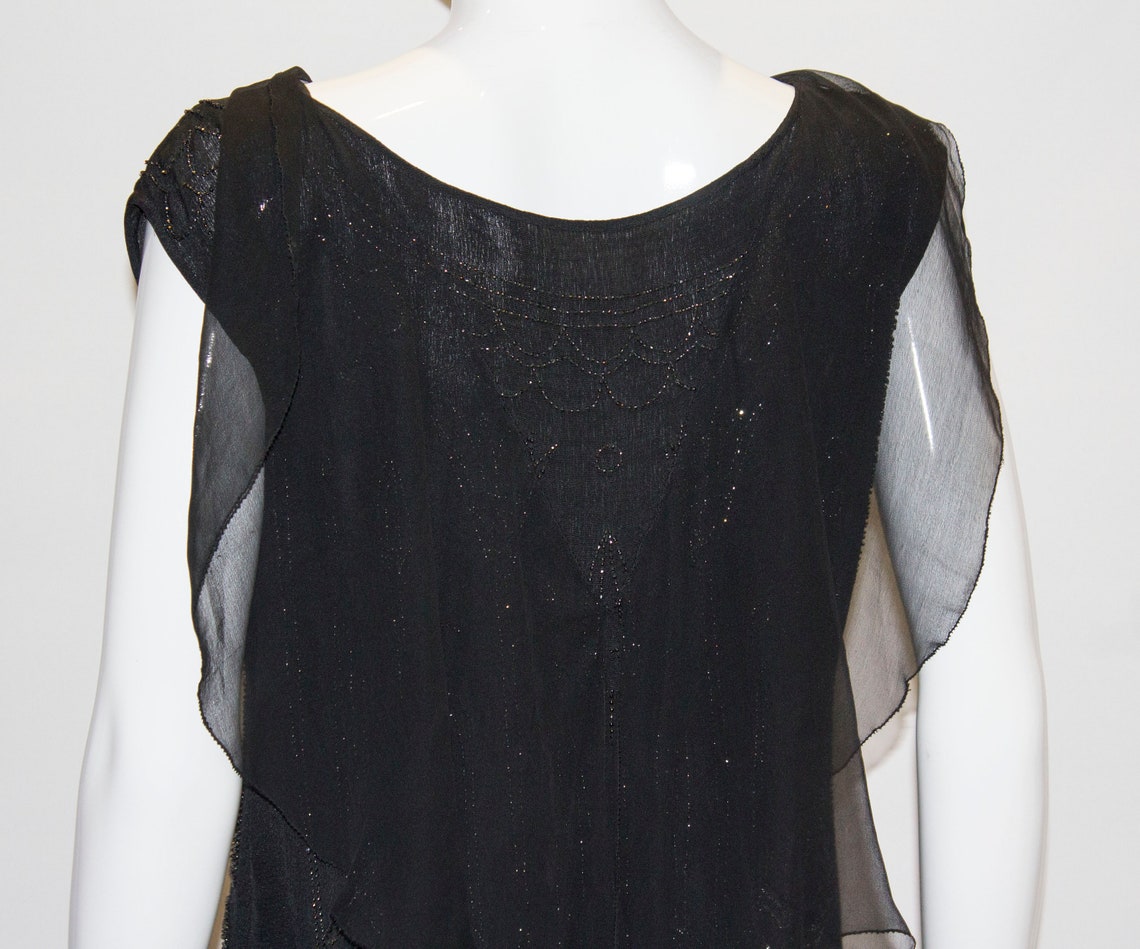A Vintage 1920s Black Beaded Flapper Dress | Etsy