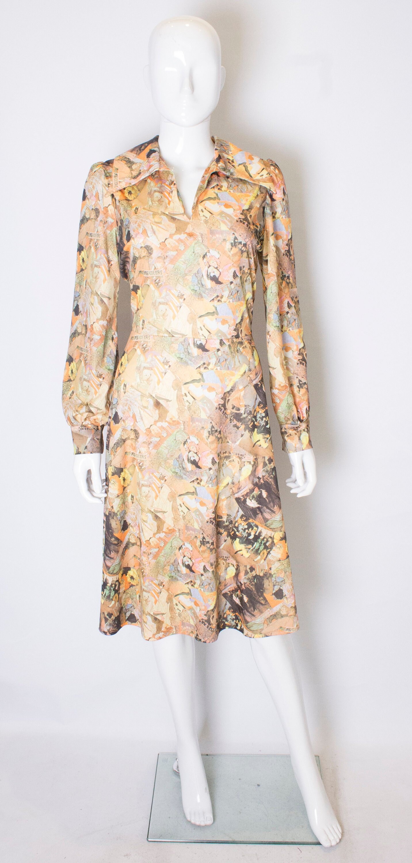 Image of A Vintage S Abstract Print Shirt Dress