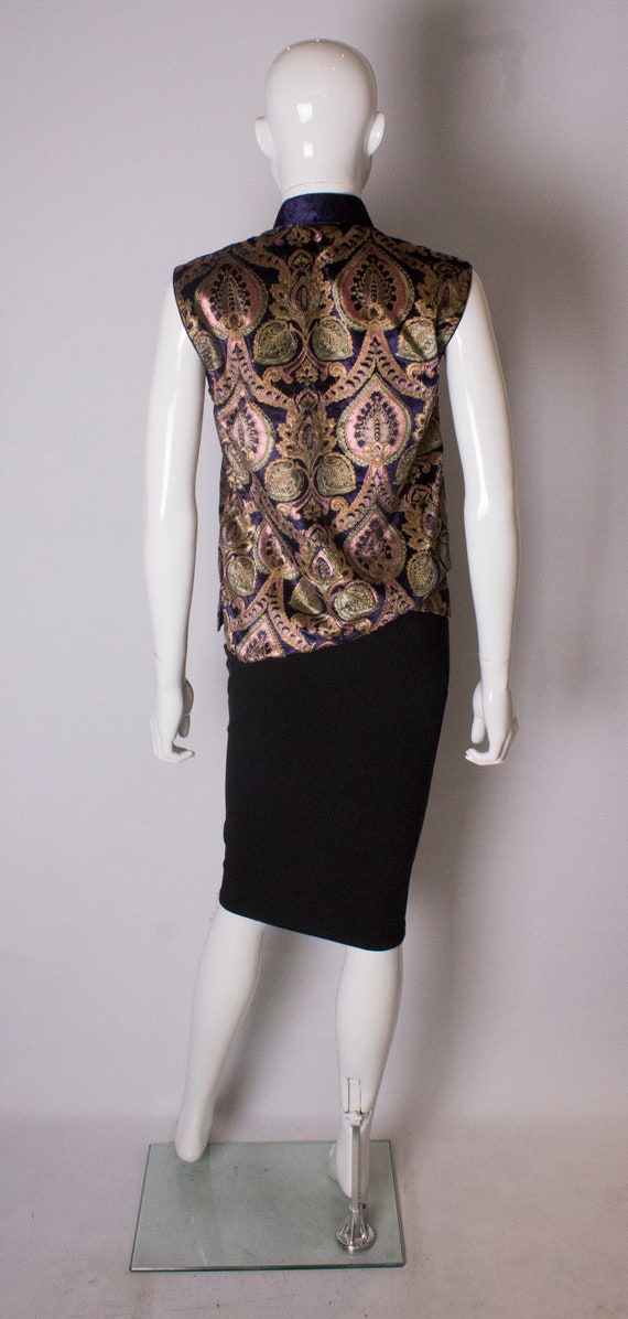 A Vintage 1990s  Silk Velvet Waistcoat - image 6