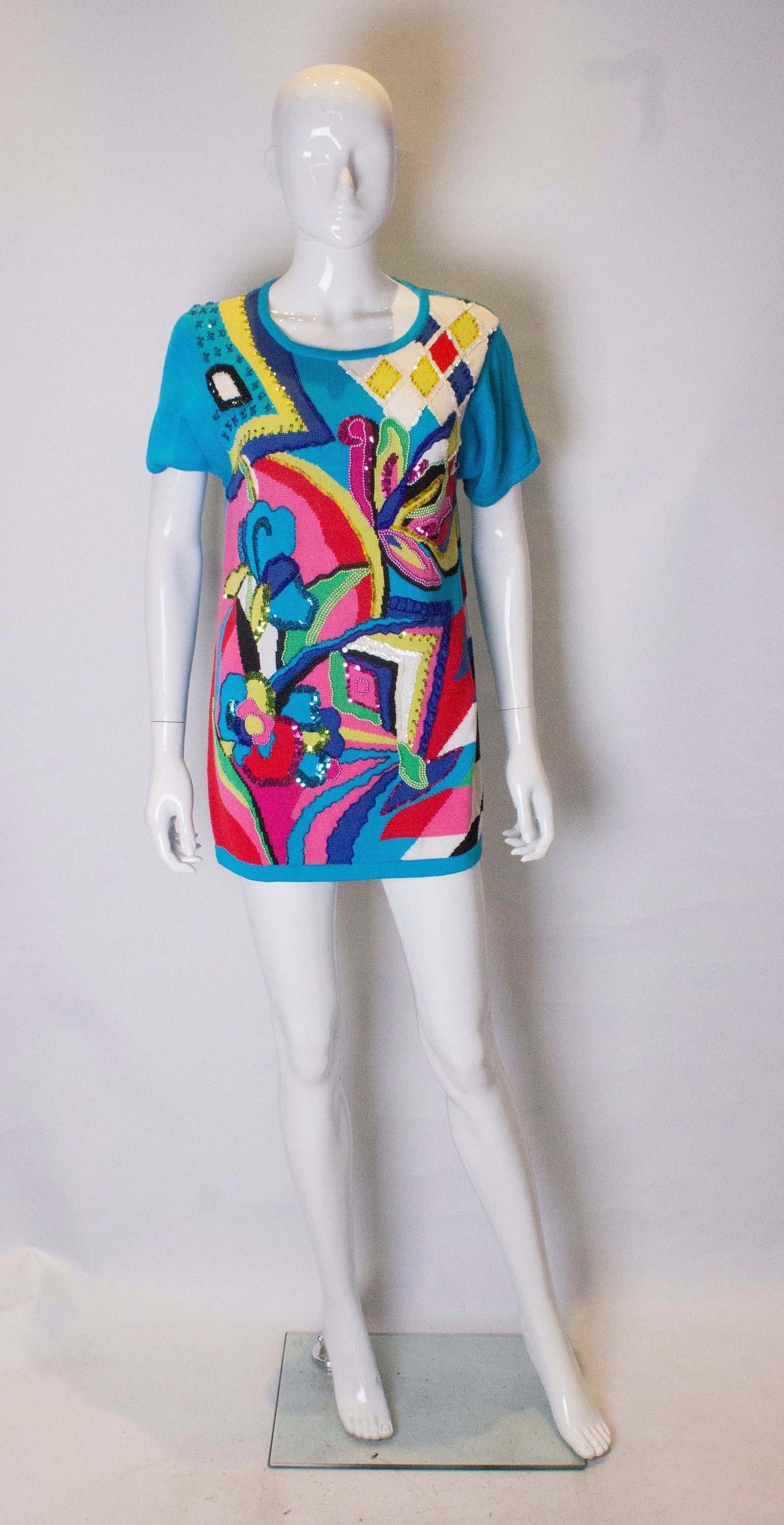 Image of A Vintage S Multicolour Diane Free Cotton Jumper Or Mini Dress