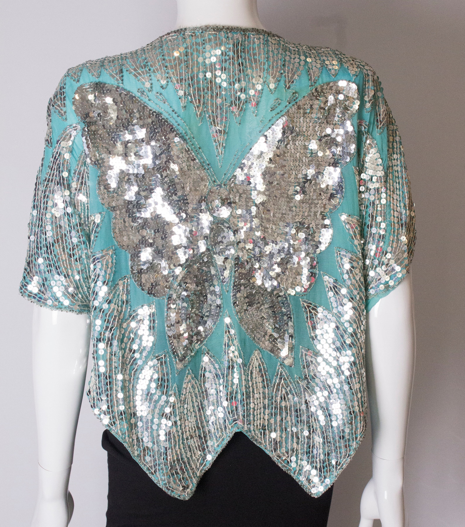 A Vintage 1980s Sequin Butterfly Top Etsy