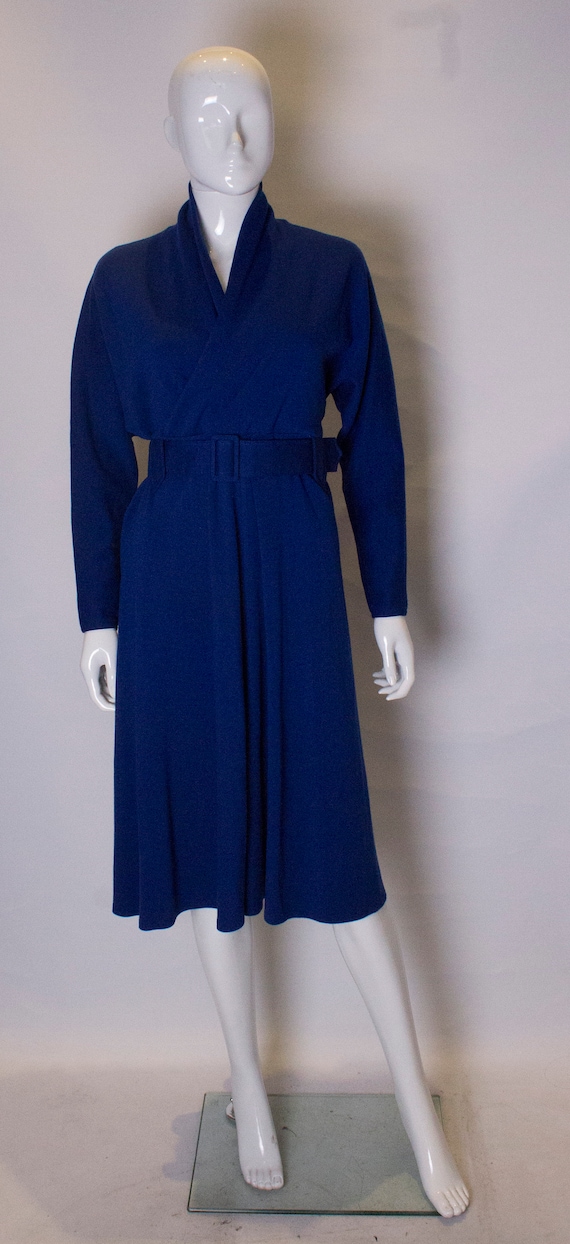 A Vintage 1970s Janice Wainwright Blue Jersey Dres