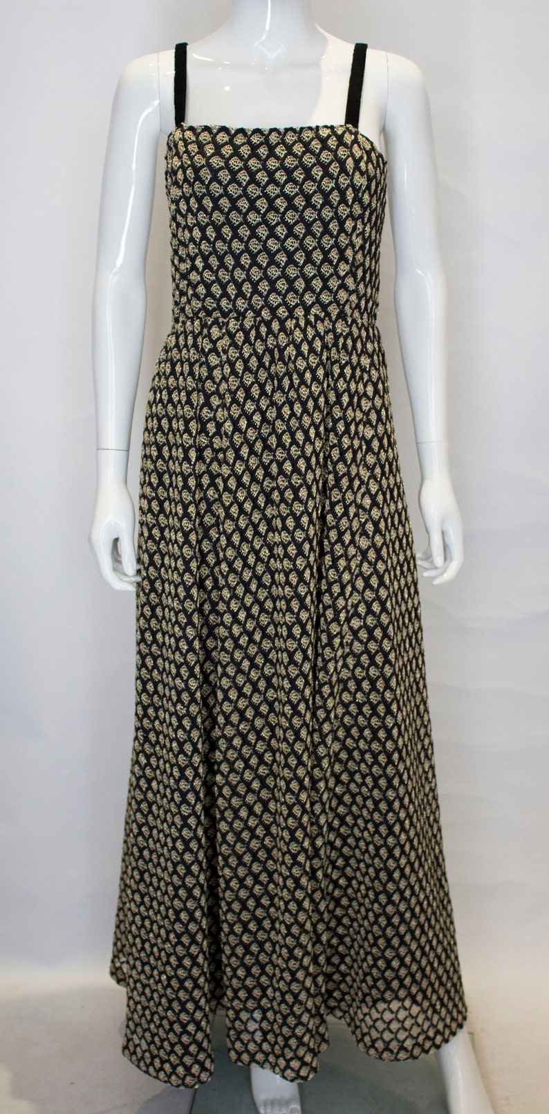 A Vintage 1960s 1970s Black and Gold Full Length Party Dress - Etsy